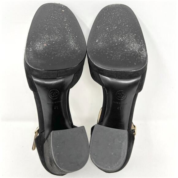 Chanel Suede Cap Toe Mary Jane Pumps in Black – Size 41 - Picture 9 of 11